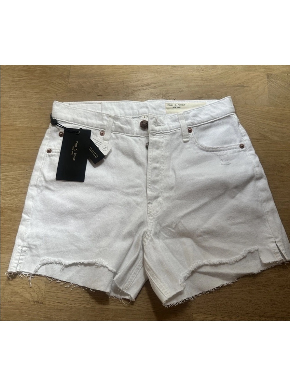 rag & bone White Vintage Cut-Off High-Rise Midi Shorts NWT 26